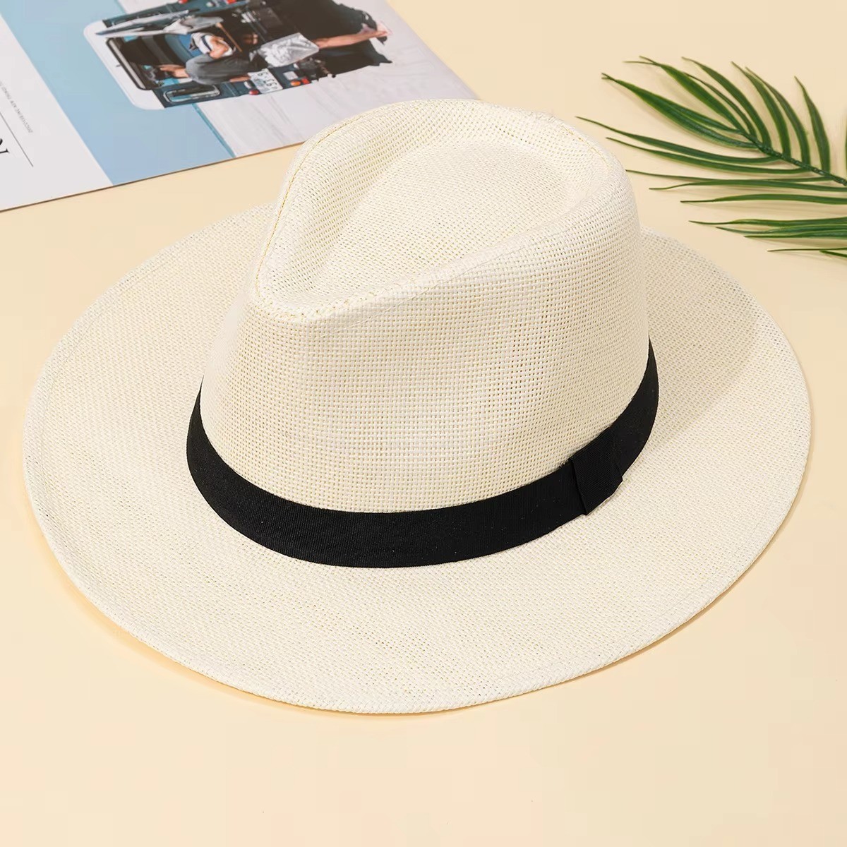 New Mens Ladies Panama Style Sun Hat Crushable Wide Brim Fedora Straw Summer UK