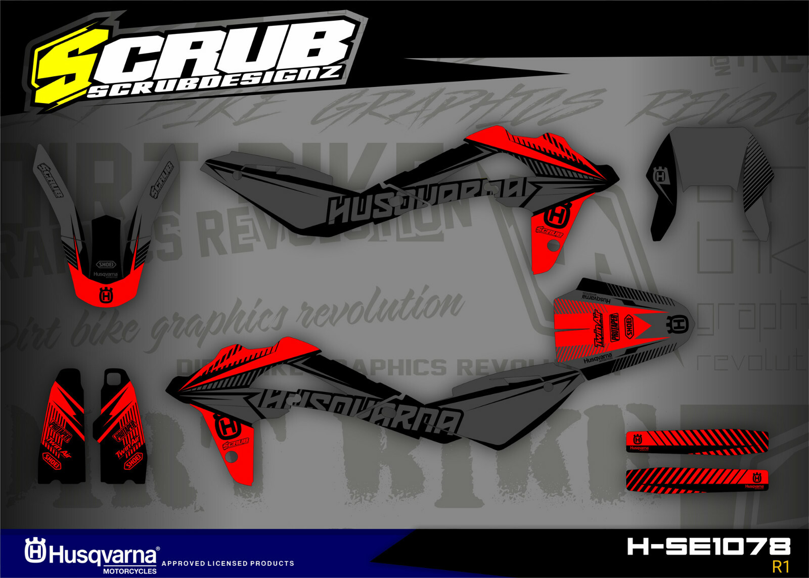 Husqvarna graphics TE450 TE510 2008 2009 2010 SCRUB decal stickers TE 450 510