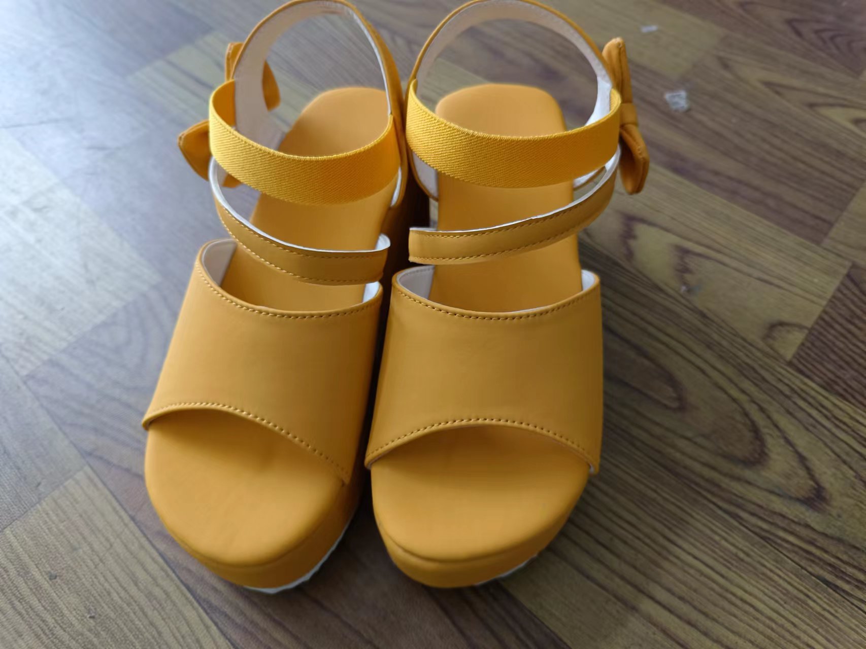 Women's Suede Wedge Peep Toe Sandals - Picture 39 of 44