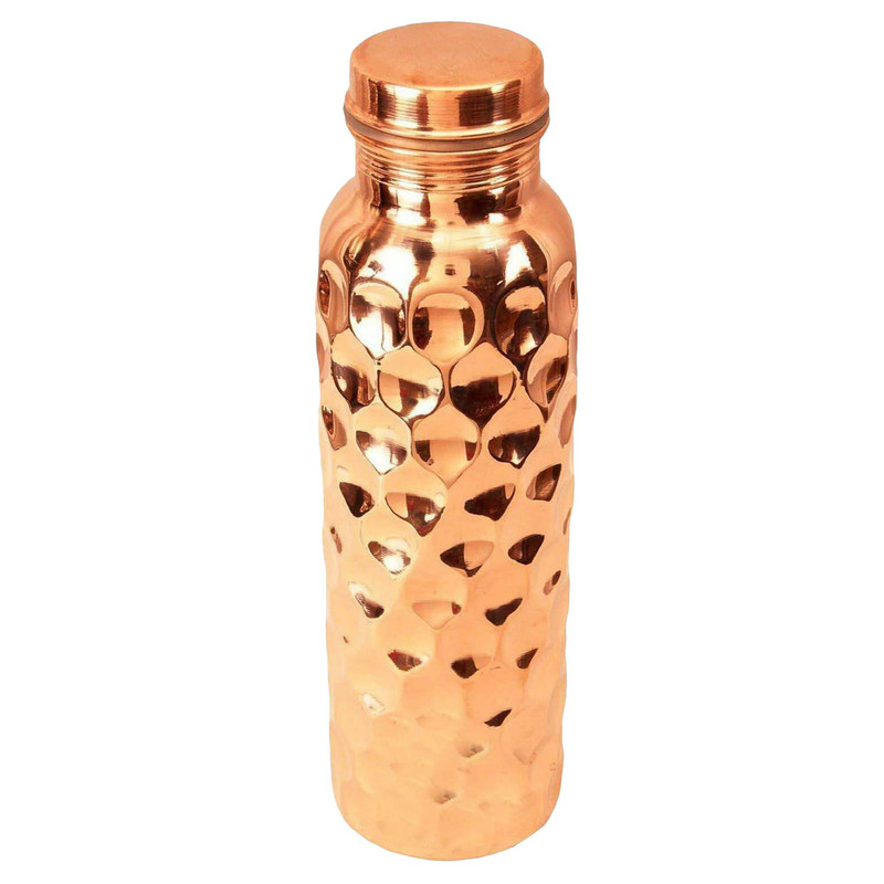 100% Pure Copper Water Bottle Diamond Style 950ml Leakproof Health Benefits - Picture 2 of 6