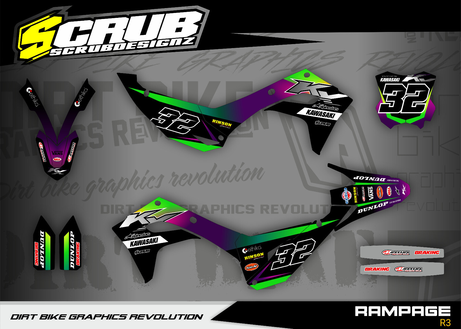 Graphics Kawasaki KX450 KX 450 2024 2025 + KX250 2025 Stickers Decals KX450X