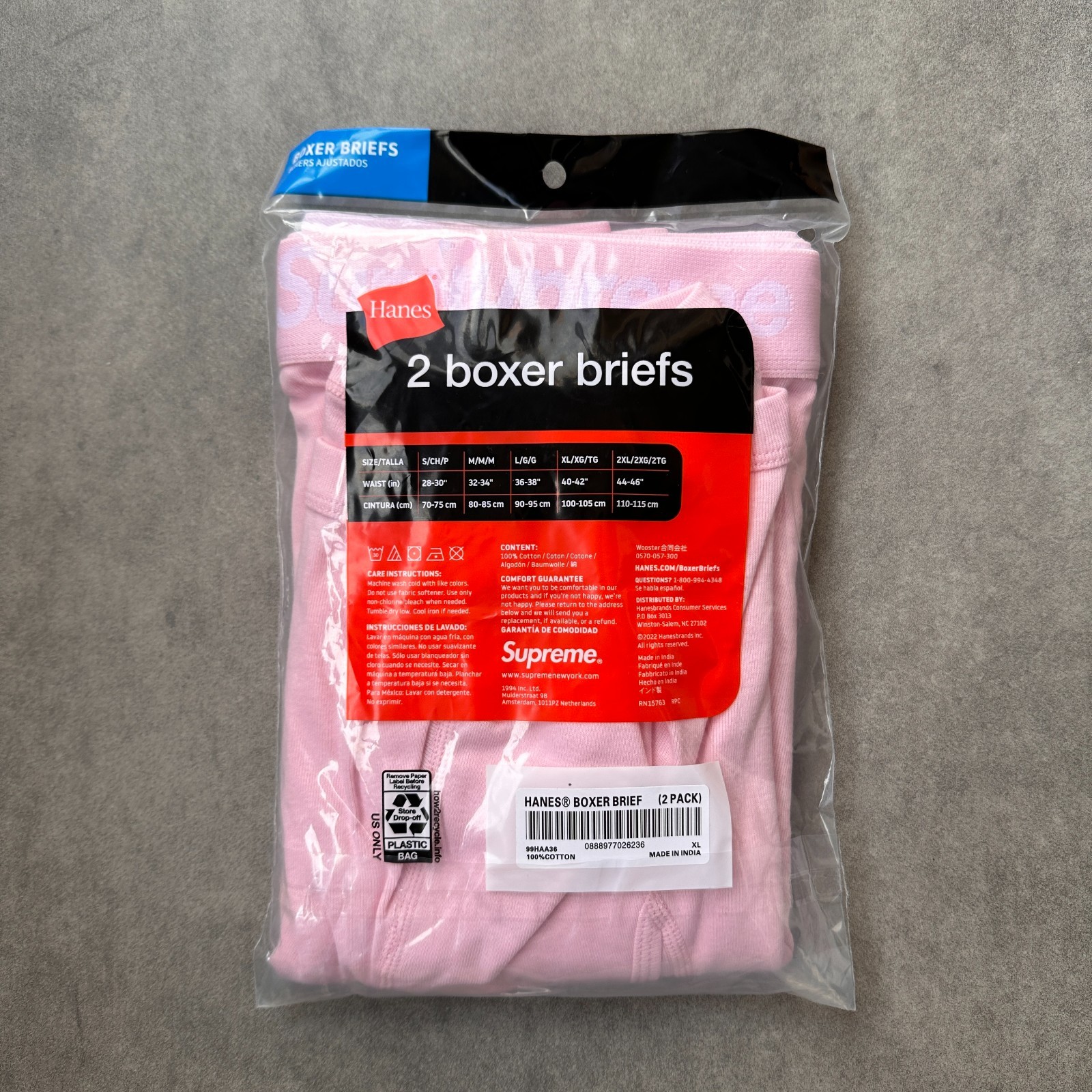 Supreme Men's Boxer Shorts Pink 2-Pack Boxer Underwear Streetwear
