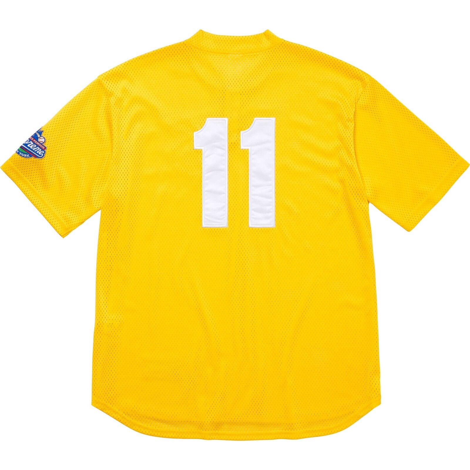 SUPREME メッシュJersey サイズs ネイビー　yellow SUPREME セットアップ Ultrasuede Mesh Baseball Jersey & Short