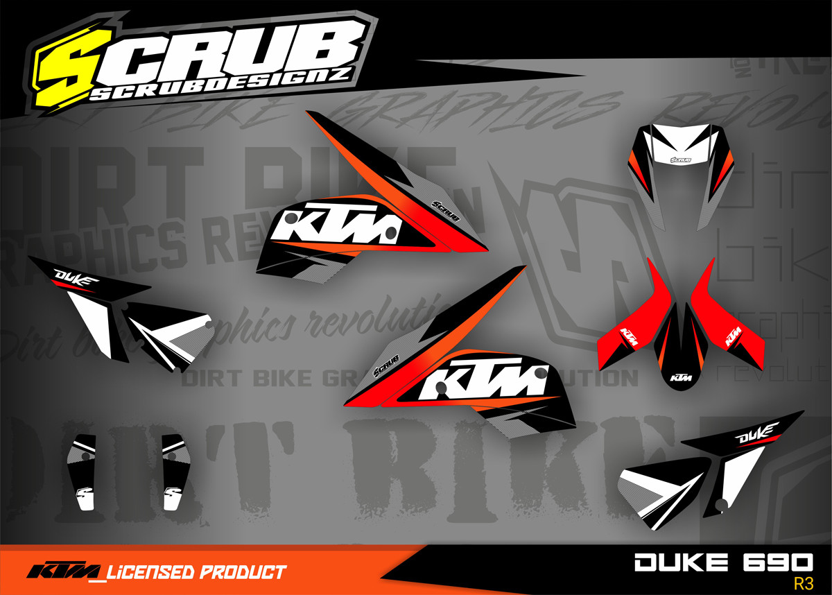 KTM graphics DUKE 690 2011 2012 2013 2014 2015 2016 2017 decals SCRUB