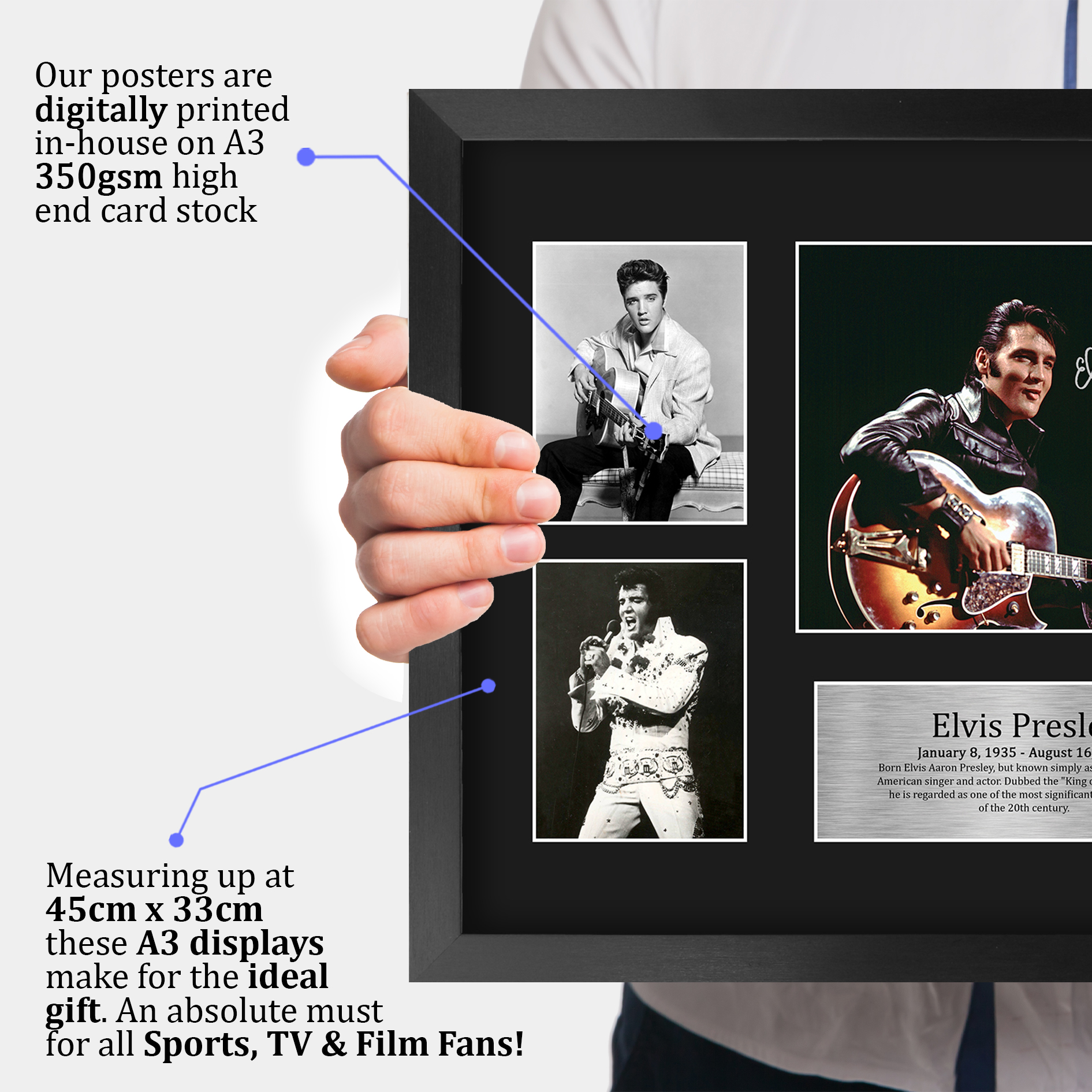 Cartel de autógrafo impreso impreso enmarcado A4 firmado por Elvis Presley regalo musical - Imagen 22 de 38