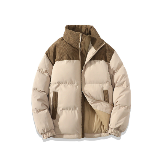 Winter Stand Collar Contrast-colored Coat Cotton Padded Jacket For Men Women Clo - Picture 18 of 53