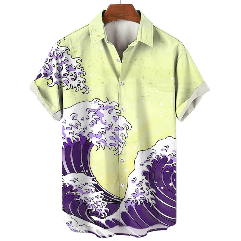 Japanese Sea Ocean Wave Graphic Shirt Men Women 3D Print Hawaiian Beach Shirts - Picture 86 of 91