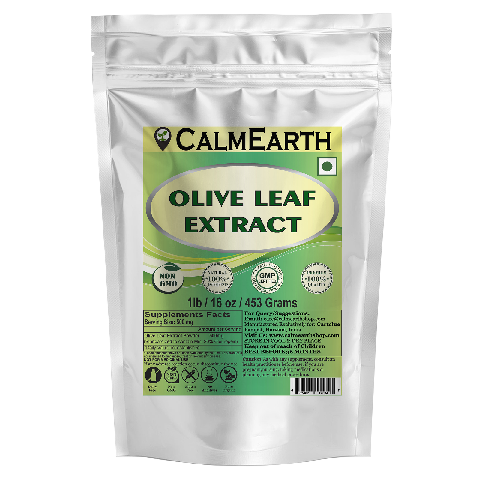 Calm Earth Olive Leaf Extract 20% Oleuropein Powder 100% Pure f/s