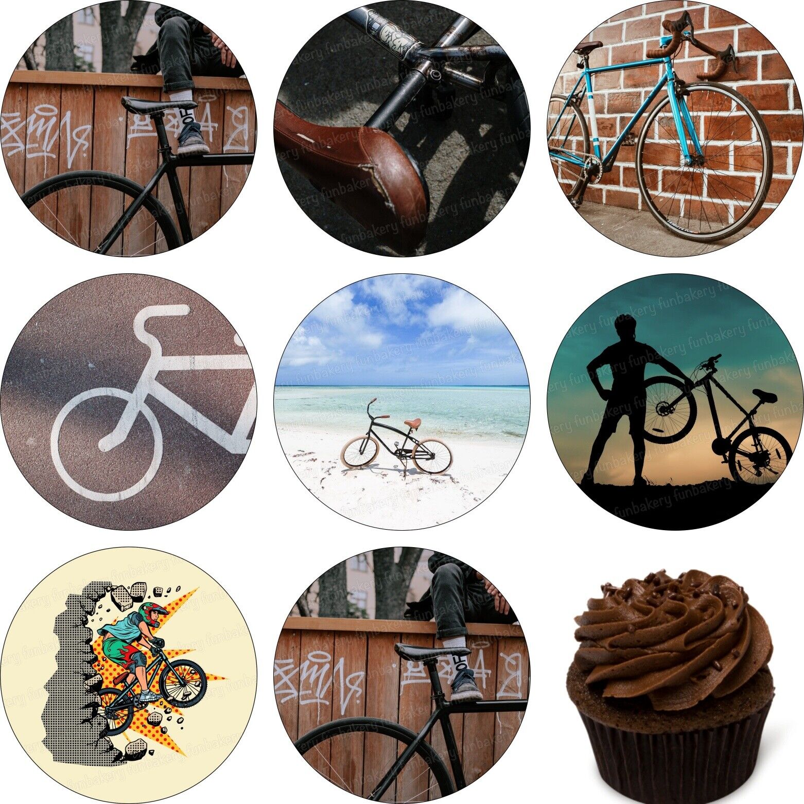 Bicycle edible cake topper muffin party decoration birthday gift saddle picture