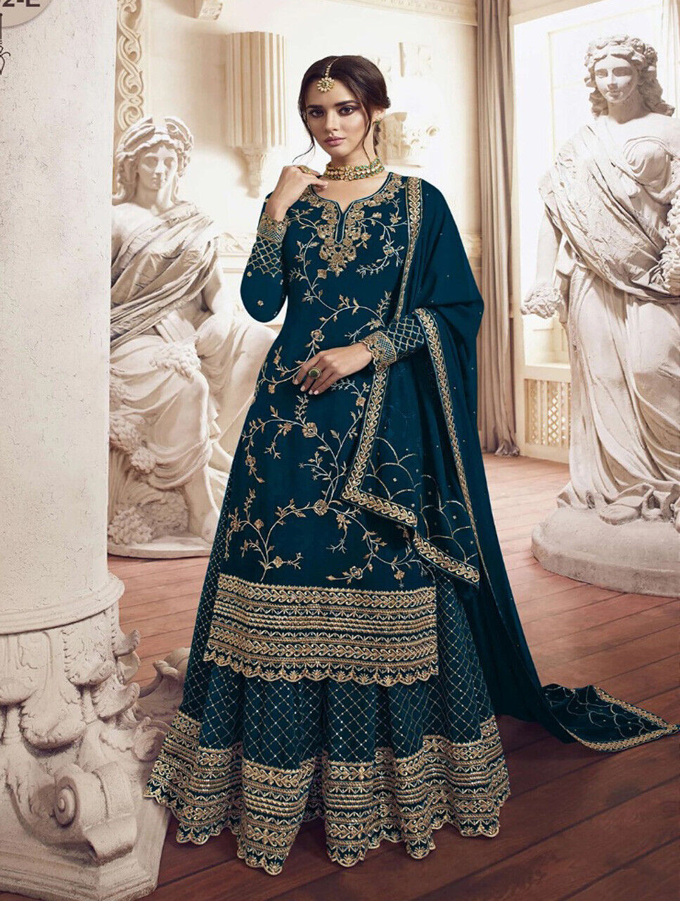 Tuta Bollywood indiano Kameez Salwar festa donna abito Anarkali pakistano - Foto 75 di 85