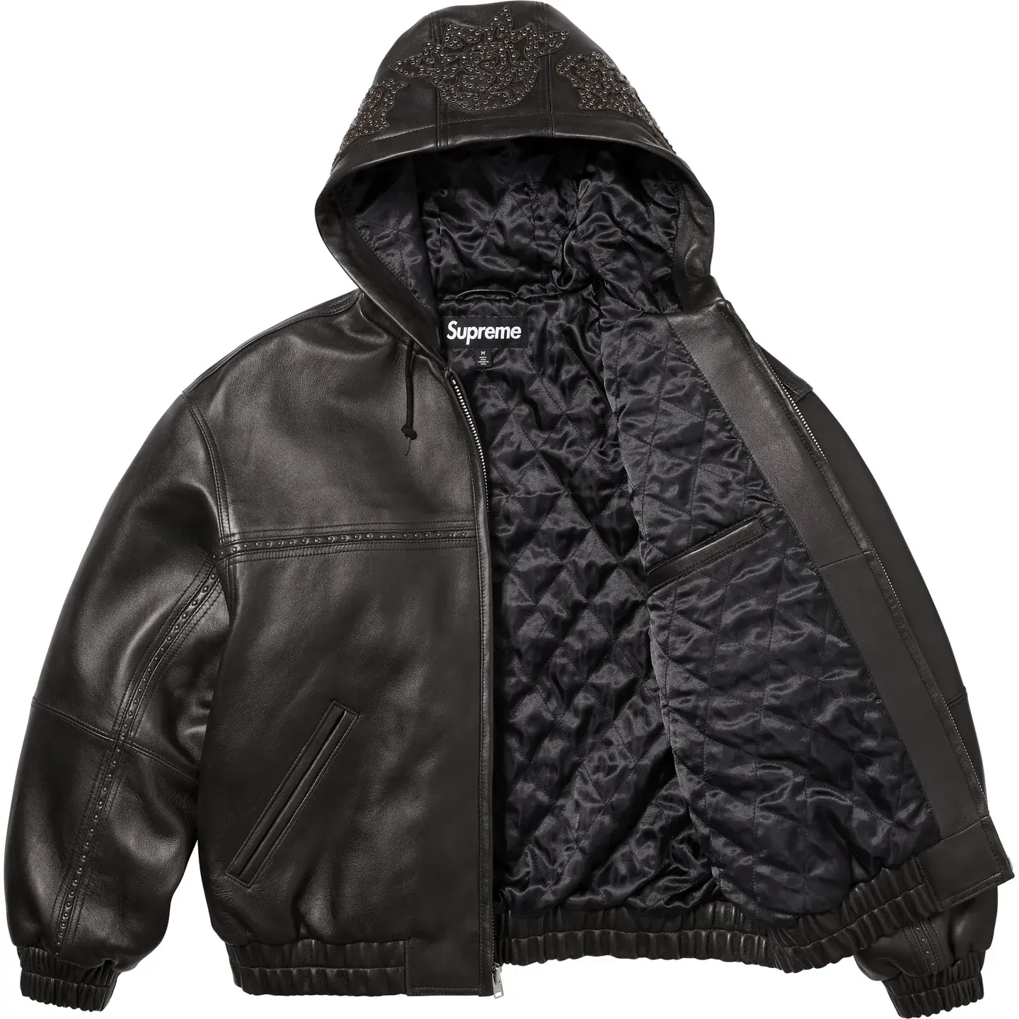 Supreme Studded Hooded Leather Jacket Black Lilac 2colors SS25