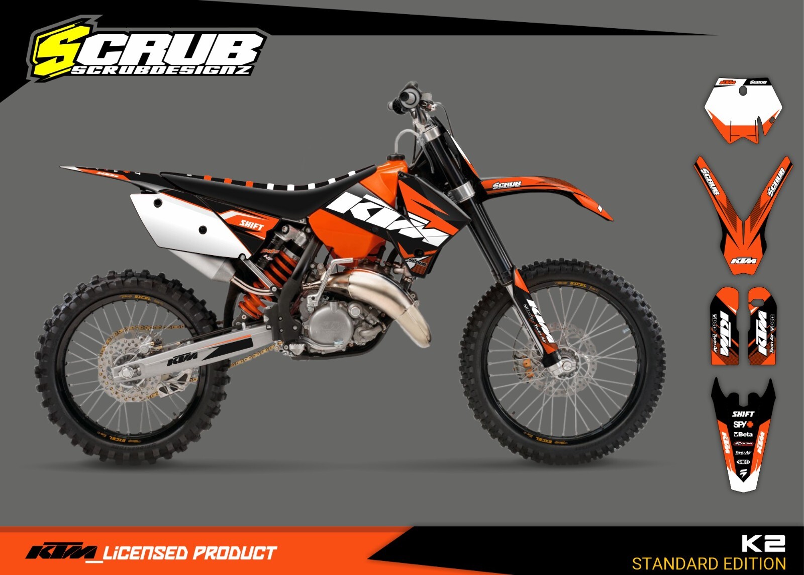 KTM SX SXf 2005 & 2006 125 200 250 450 525 Graphics Decals Stickers SCRUB