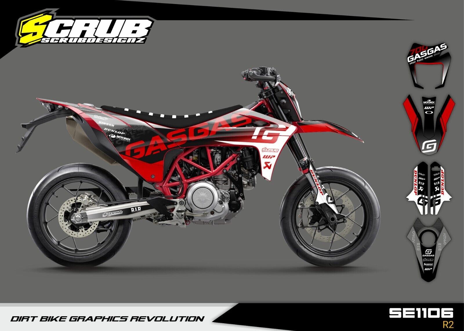 Gas Gas SM 700 Supermoto 2022 2023 2024 Graphics decals stickers kit set