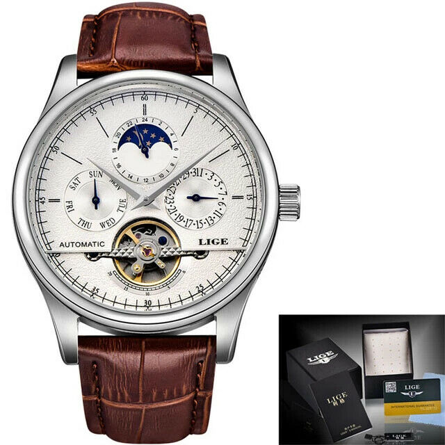 LIGE Classic Mens Retro Watches Orologio da polso meccanico automatico |  eBay