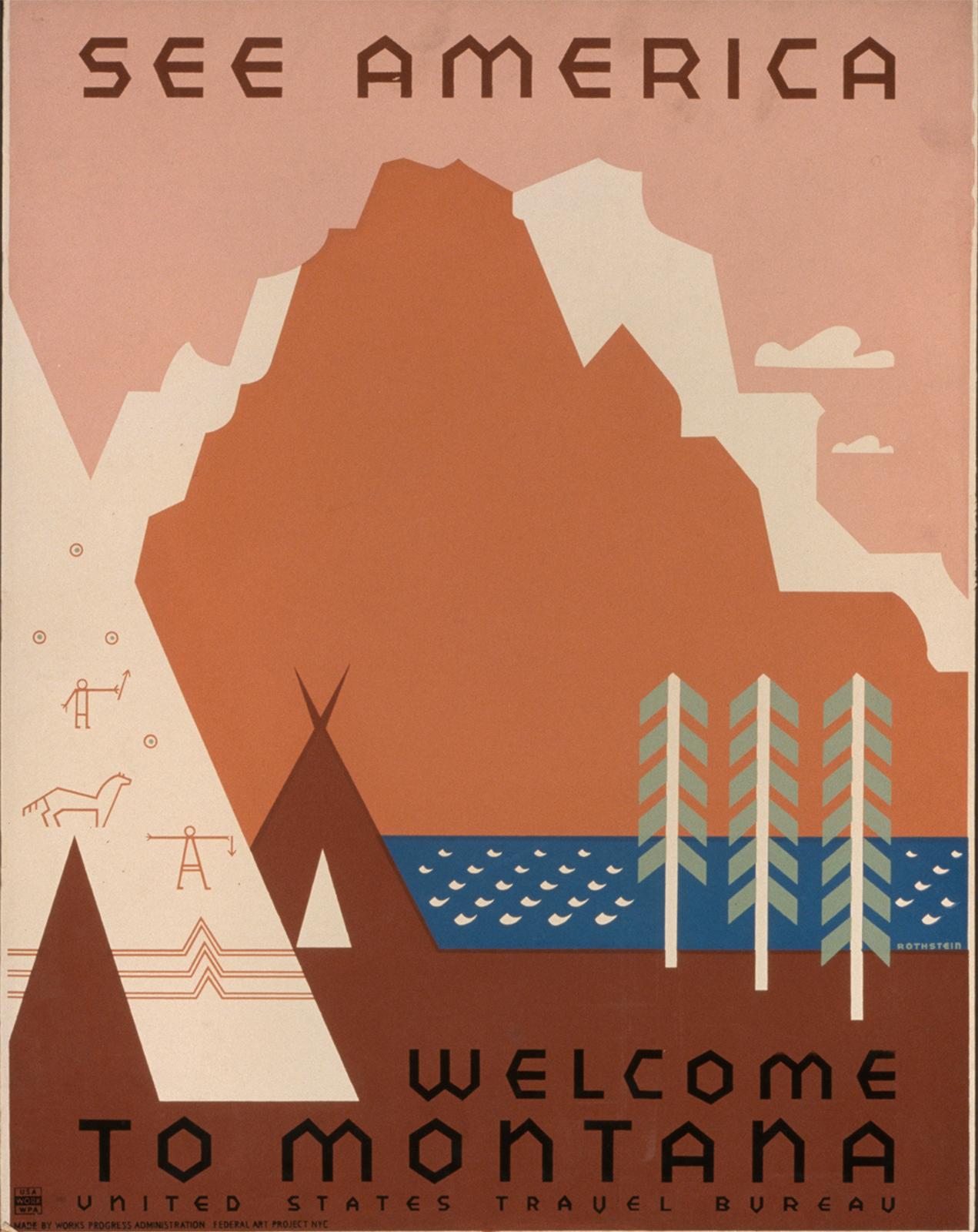 See America Montana Poster WPA Travel Wall Art – 12X16/16X20/18X24/24X36