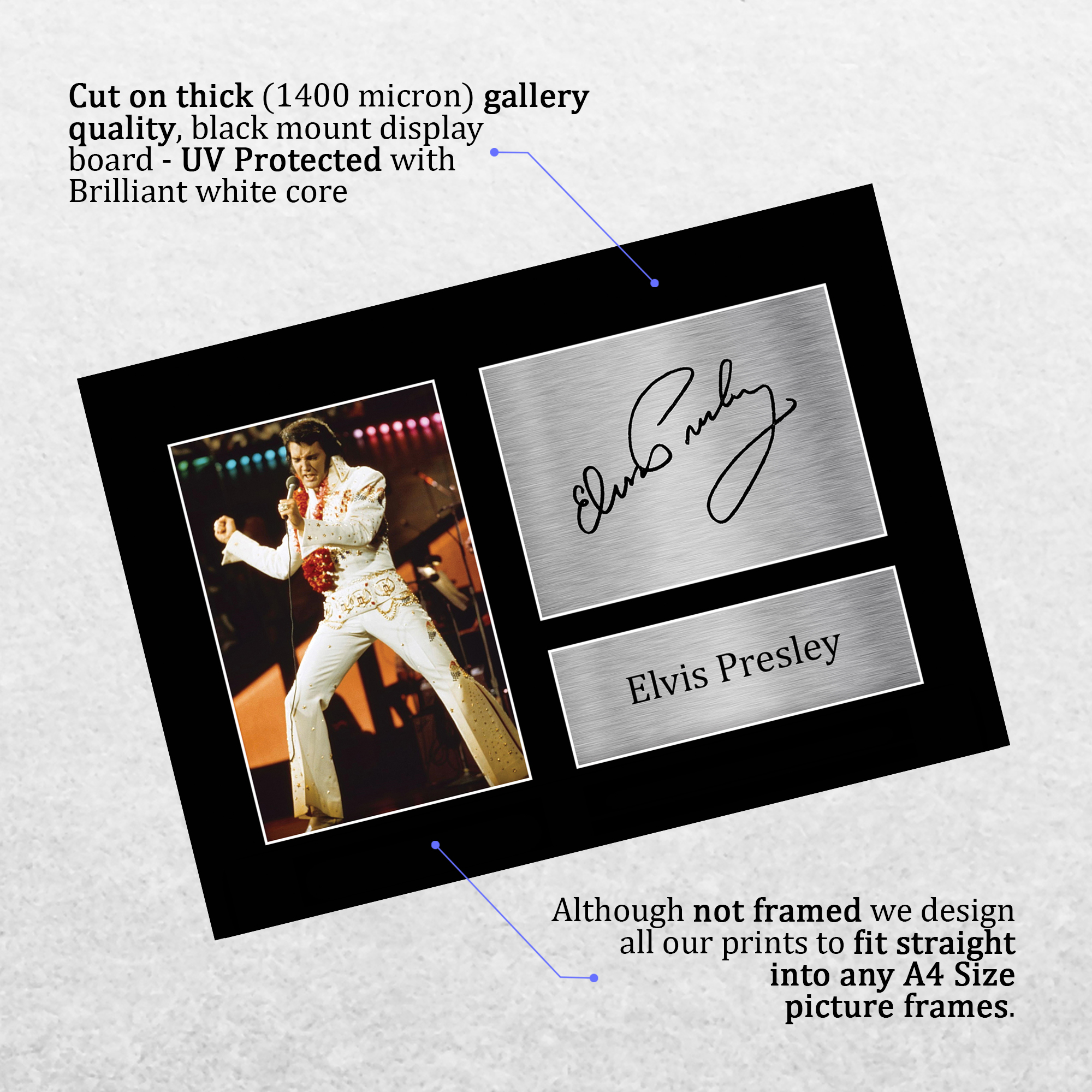 Cartel de autógrafo impreso impreso enmarcado A4 firmado por Elvis Presley regalo musical - Imagen 4 de 38