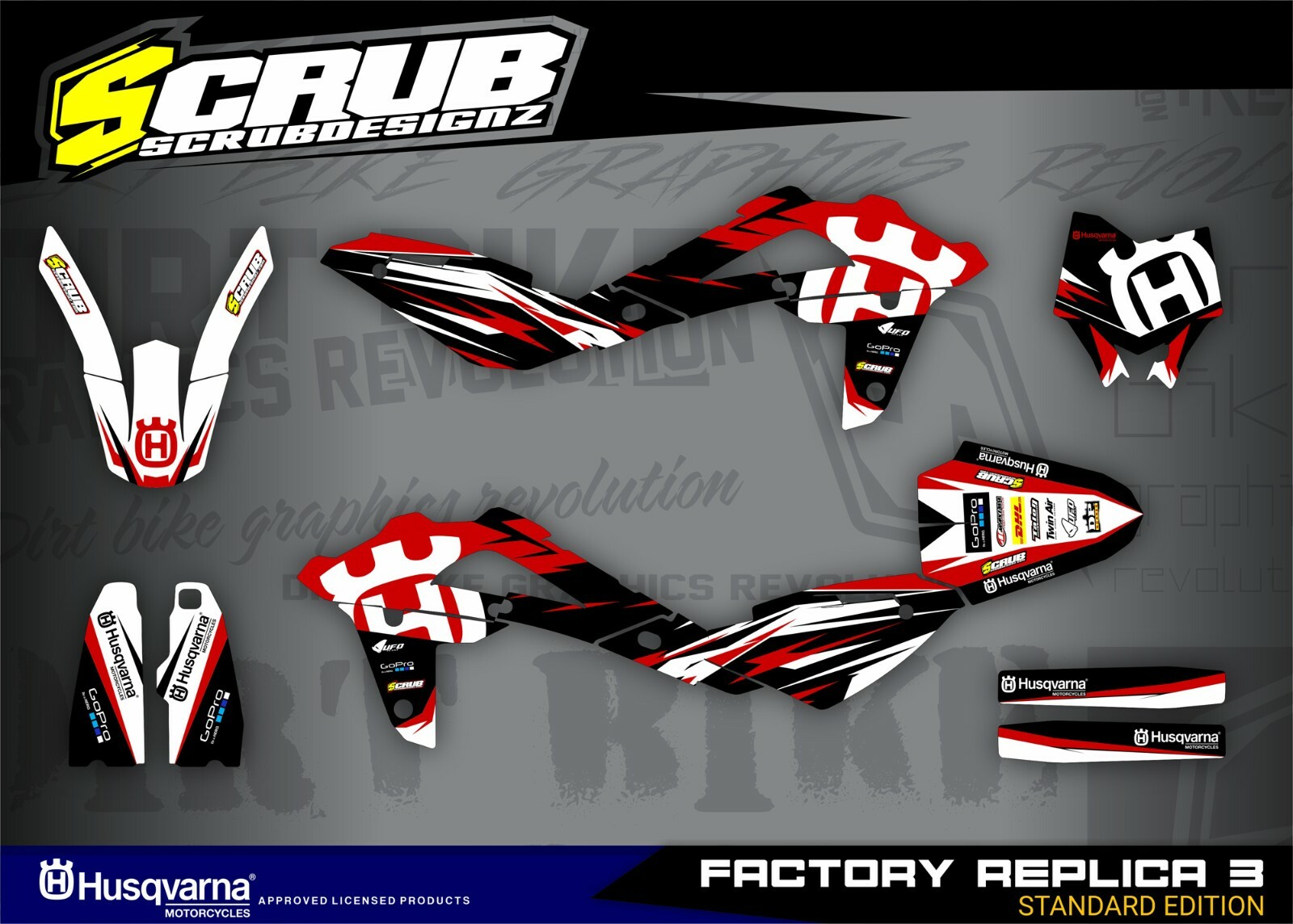Graphics TC450 TC510 2008 2009 2010 Husqvarna SCRUB decals kit TC 450 510