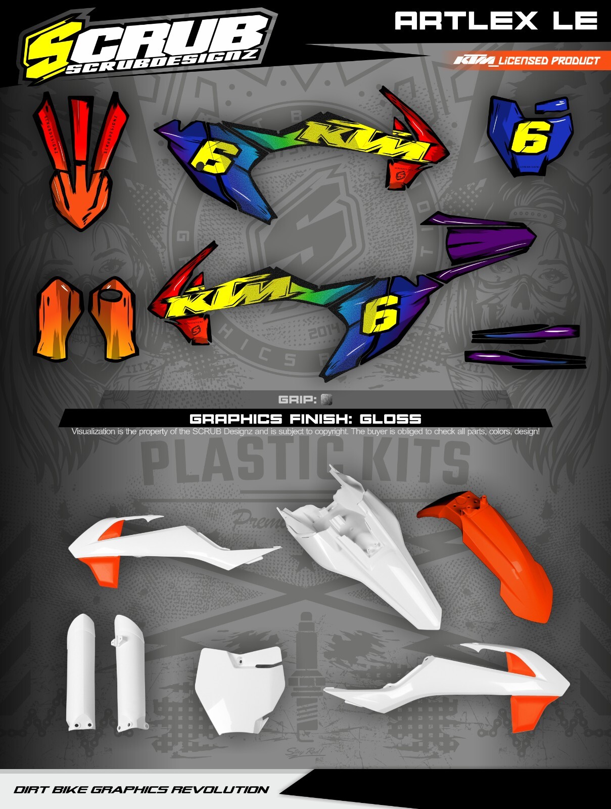 Plastics + Graphics KTM SX 65 2016-2023 Decals Stickers Race Number