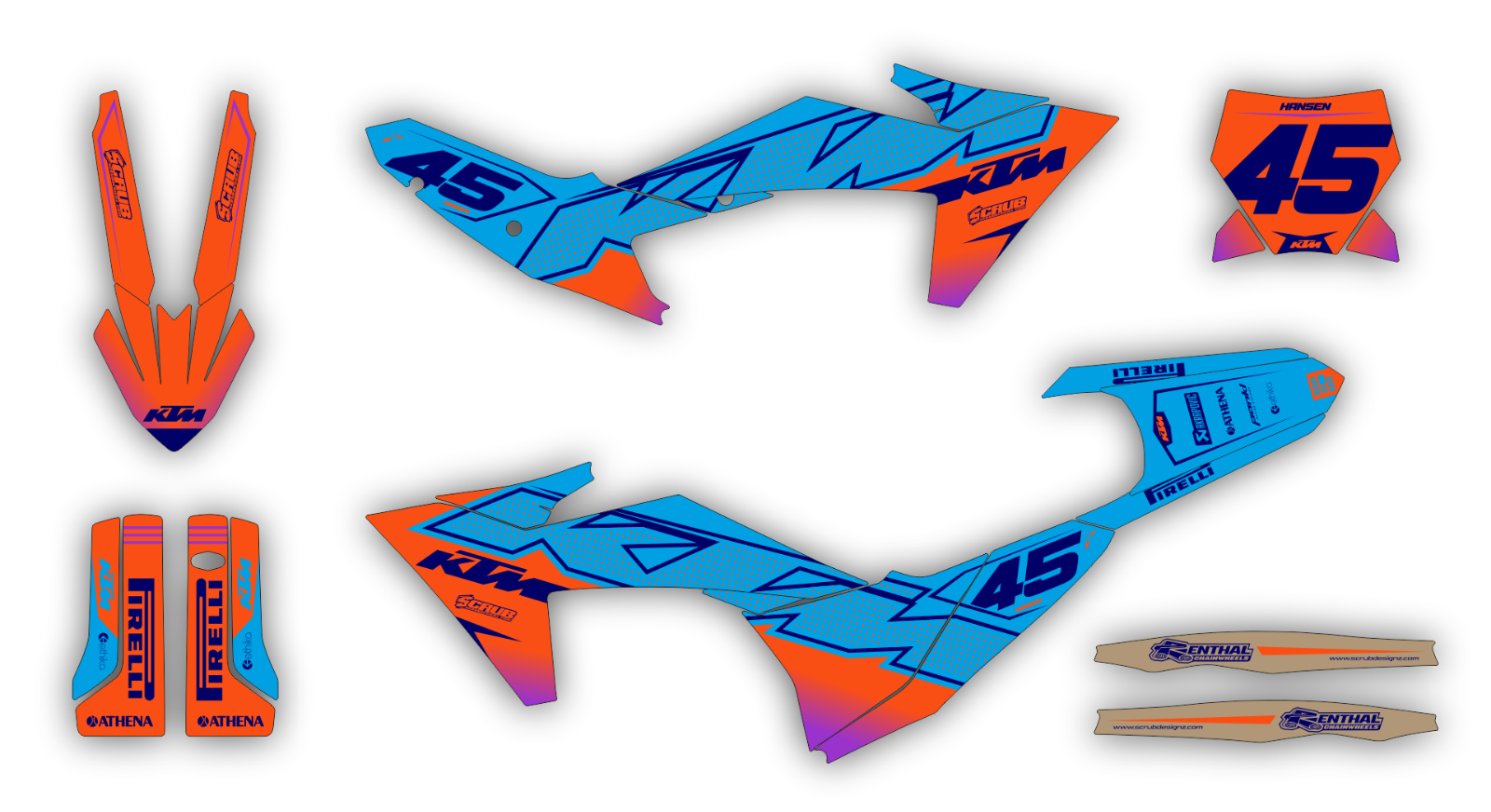 KTM Graphic SX SXF 2023 2024 125 250 300 350 450 Decals XC XCf Race Number