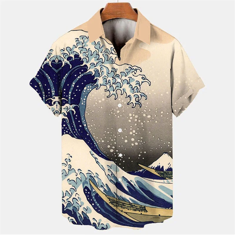 Japanese Sea Ocean Wave Graphic Shirt Men Women 3D Print Hawaiian Beach Shirts - Picture 16 of 91