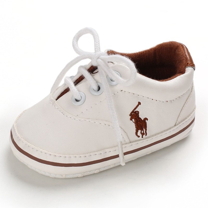 Infant Baby Shoes Polo Mid Top Soft Sole Trainer Newborn Pre-Walker