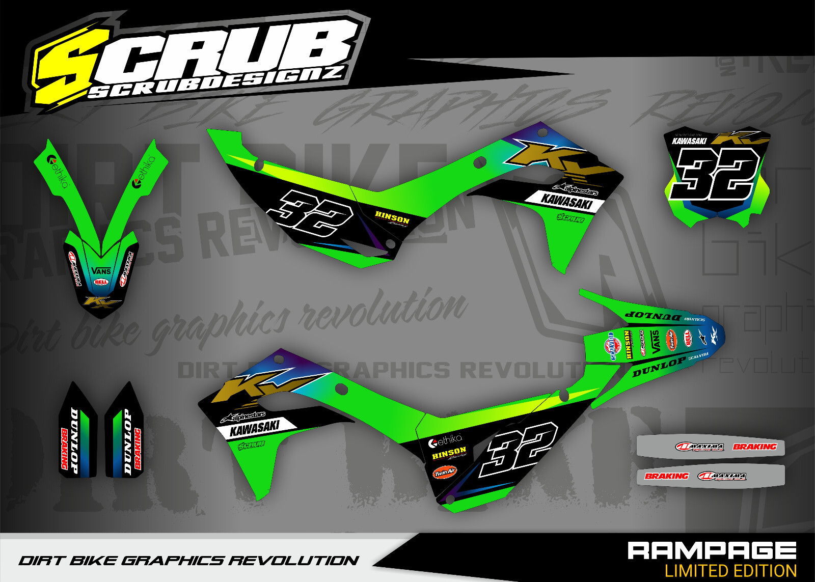 Graphics Kawasaki KX450 KX 450 2024 2025 + KX250 2025 Stickers Decals KX450X
