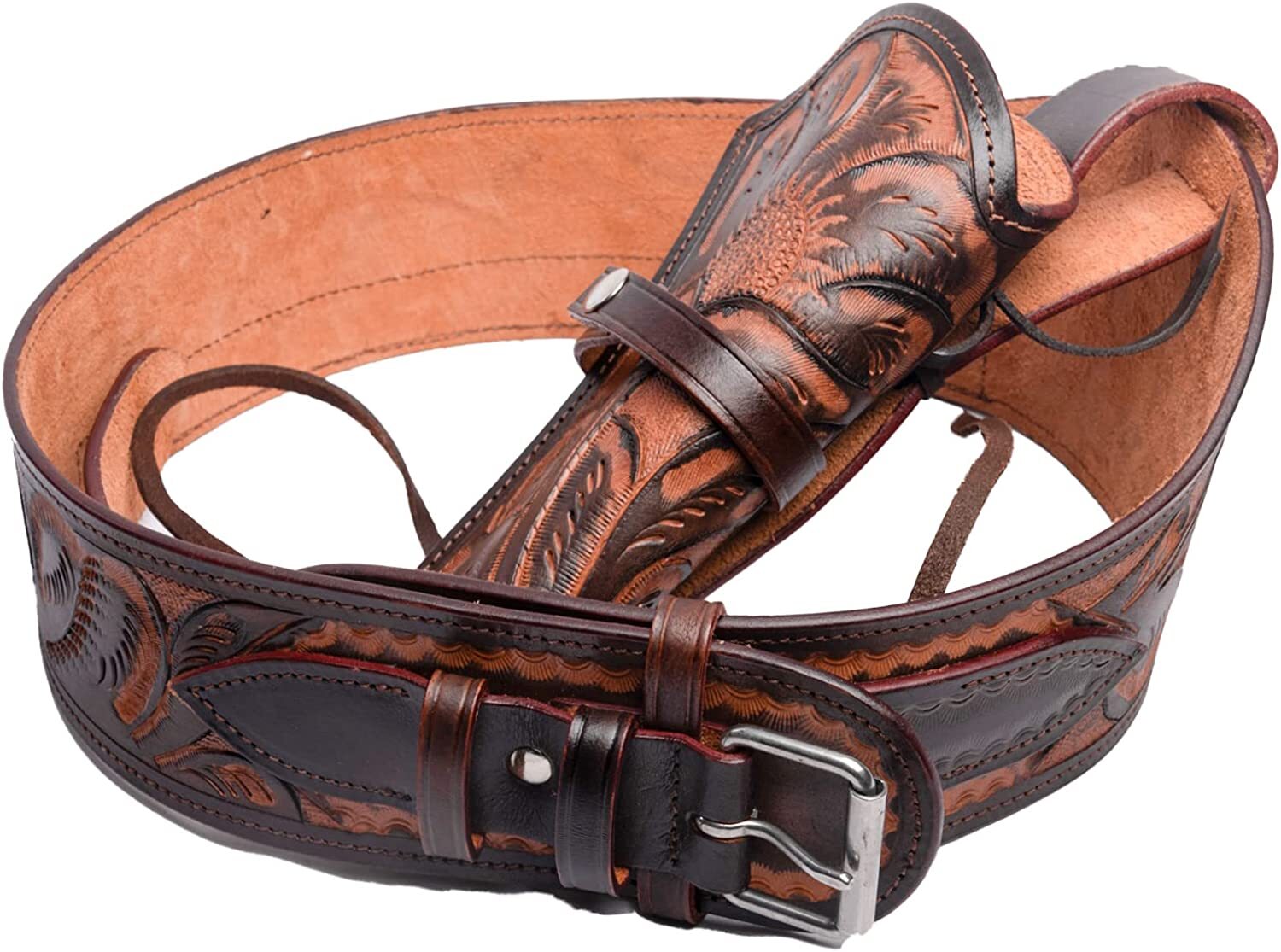 LEATHER WESTERN .22CALIBER RIGHT HAND SINGLE TOOLED HOLSTERRIG GUN BELT LOOP