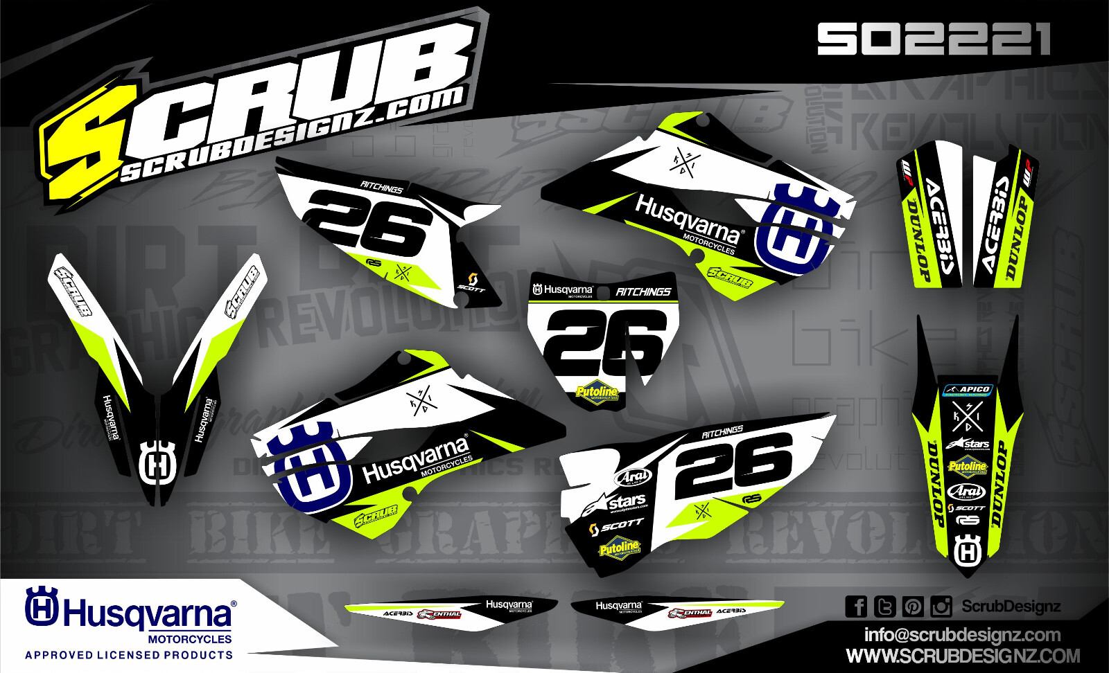 Graphics TC85 2014 2015 2016 2017 Husqvarna decals SCRUB TC 85 Decals