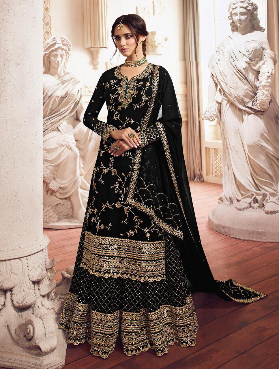 Tuta Bollywood indiano Kameez Salwar festa donna abito Anarkali pakistano - Foto 33 di 85