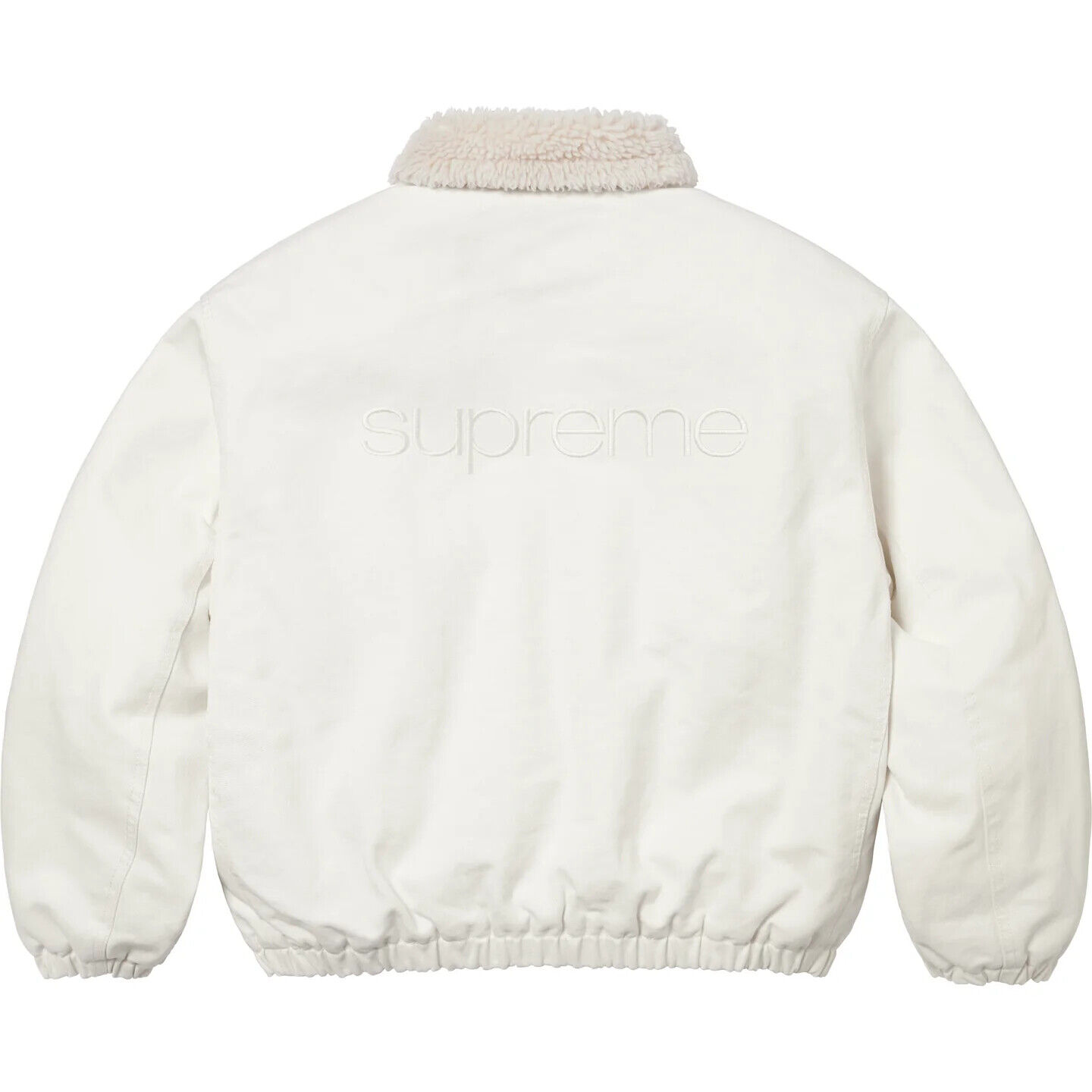 Supreme Faux Shearling Lined Bomber Jacket FW24 Black White Denim