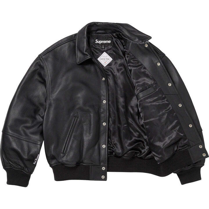 Supreme Gore-Tex Infinium Leather Varsity Jacket FW23