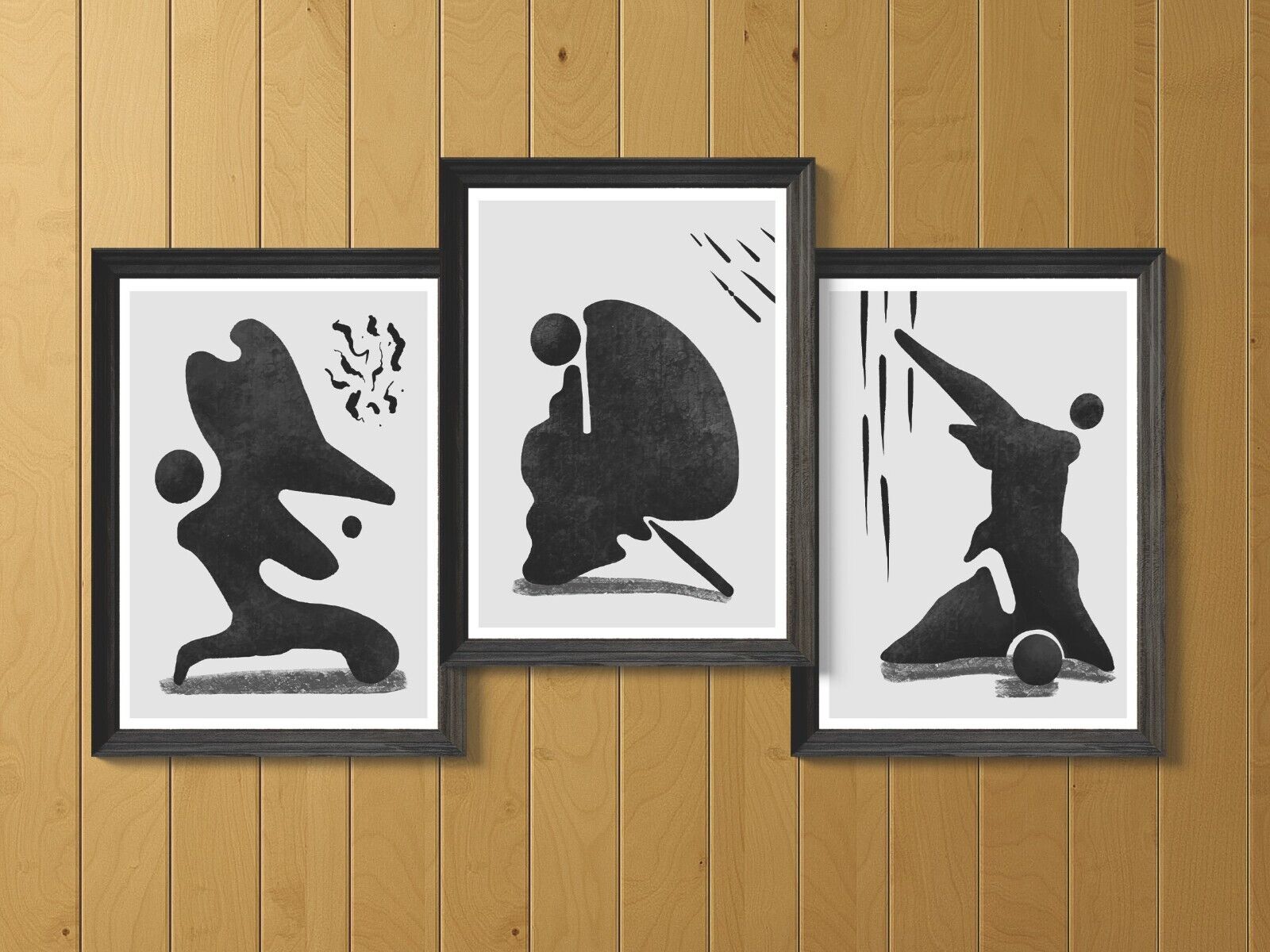 Abstract Black and White Figures Large Art Print, Wall Art, Decoration, A3+