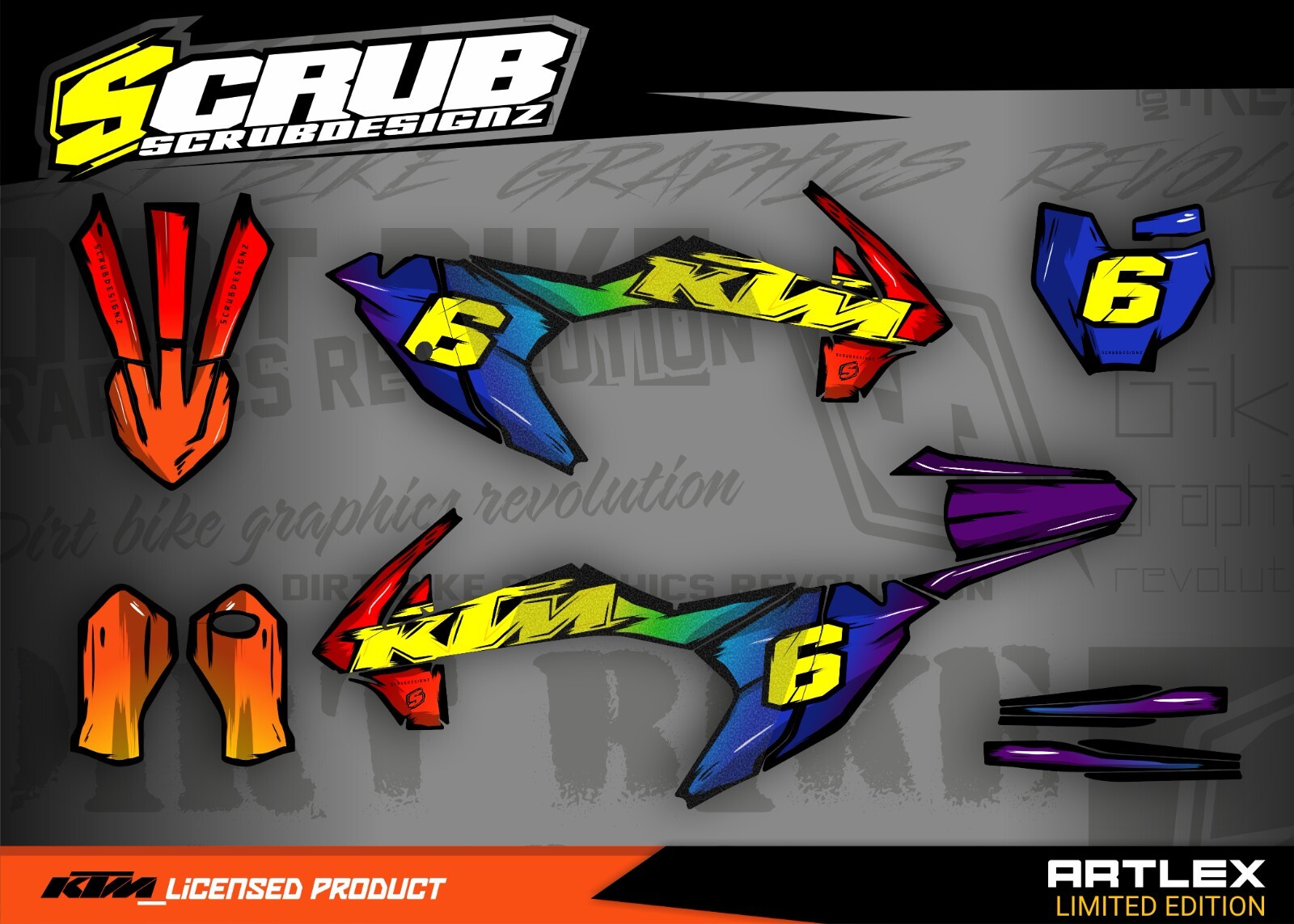 Plastics + Graphics KTM SX 65 2016-2023 Decals Stickers Race Number