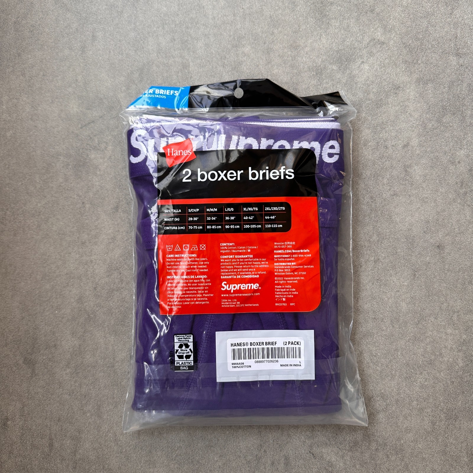 Supreme Men's Boxer Shorts Purple Violet 2-Pack Boxer Underwear