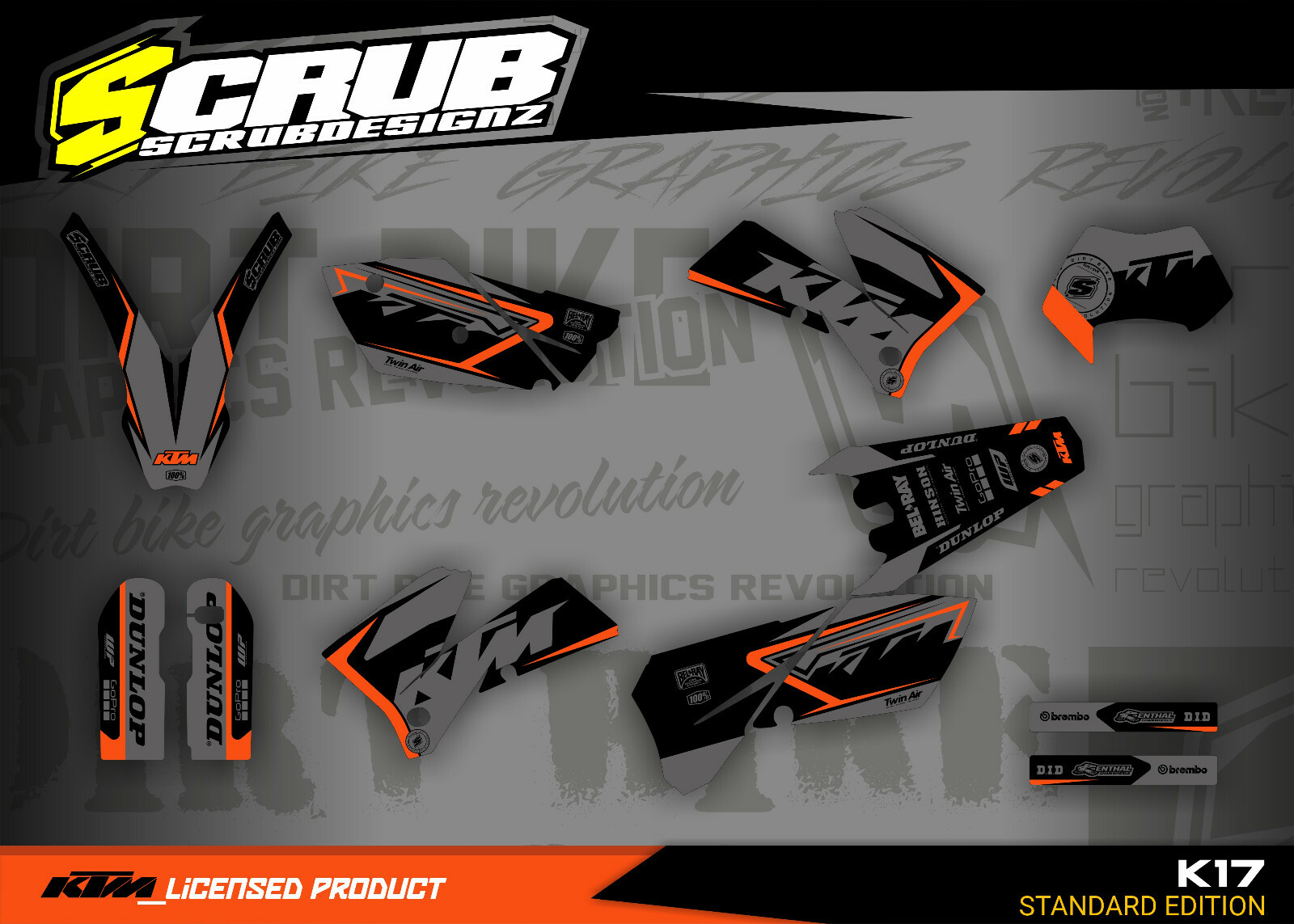 KTM graphics EXC 125 200 250 300 400 450 525 2005 2006 2007 SCRUB decals
