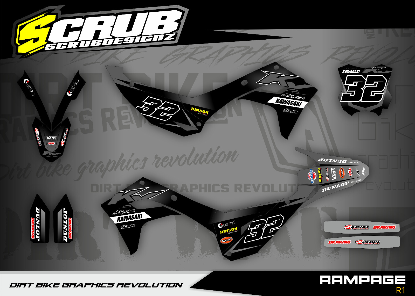 Graphics Kawasaki KX450 KX 450 2024 2025 + KX250 2025 Stickers Decals KX450X