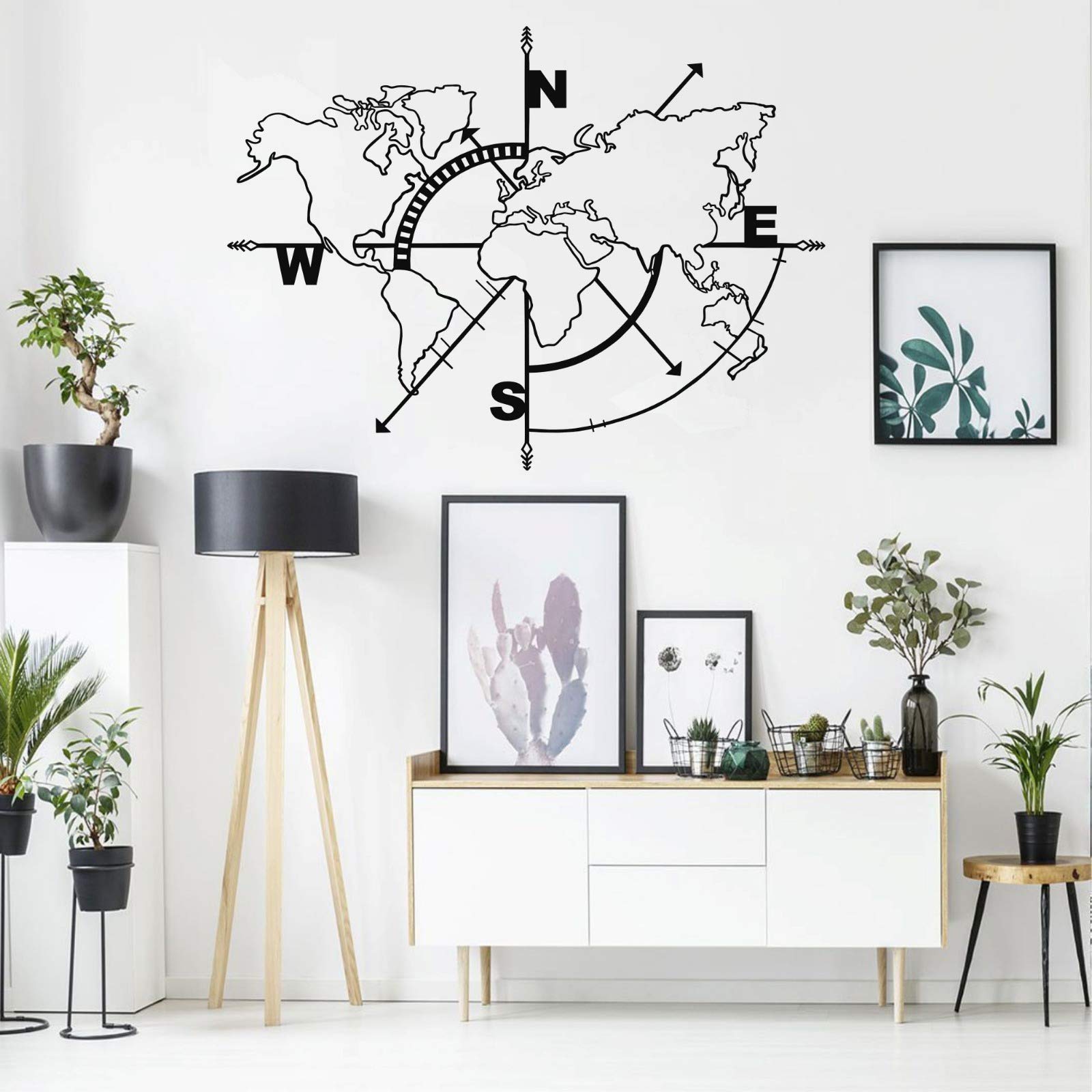 Metal World Map Wall Art Compass, World Map Without Borders, Metal Wall Decor, - Picture 3 of 3