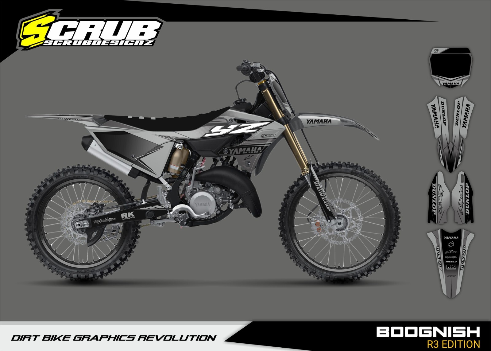 Graphics YZ125 YZ250 Yamaha 2022 2023 2024 Decals Stickers SCRUB