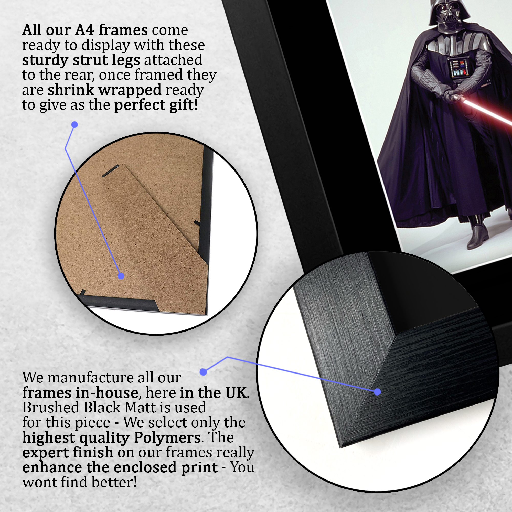 Prowse & Jones Firmado A4 Enmarcado Impreso Autógrafo Dark Vader Star Wars Impresión - Imagen 16 de 24