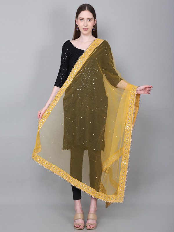 Way2Like Net Bridal Dupatta Embroidered Scarf Hijab Wedding Party Wear For Women - Picture 33 of 42