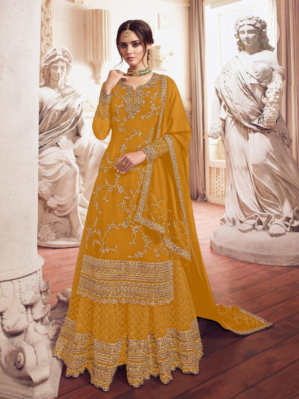 Tuta Bollywood indiano Kameez Salwar festa donna abito Anarkali pakistano - Foto 16 di 85
