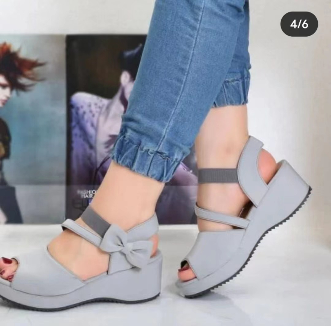 Women's Suede Wedge Peep Toe Sandals - Picture 21 of 44
