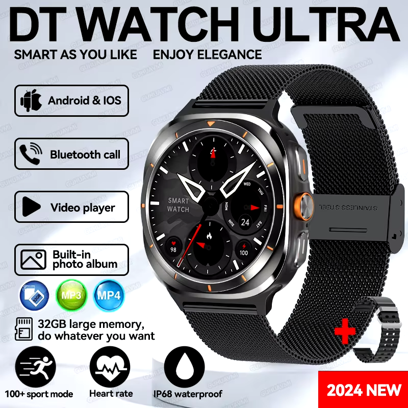 Ultra Man 32GB Connected Watch GPS 1.5″ AMOLED Display Heart Rate Tracking…