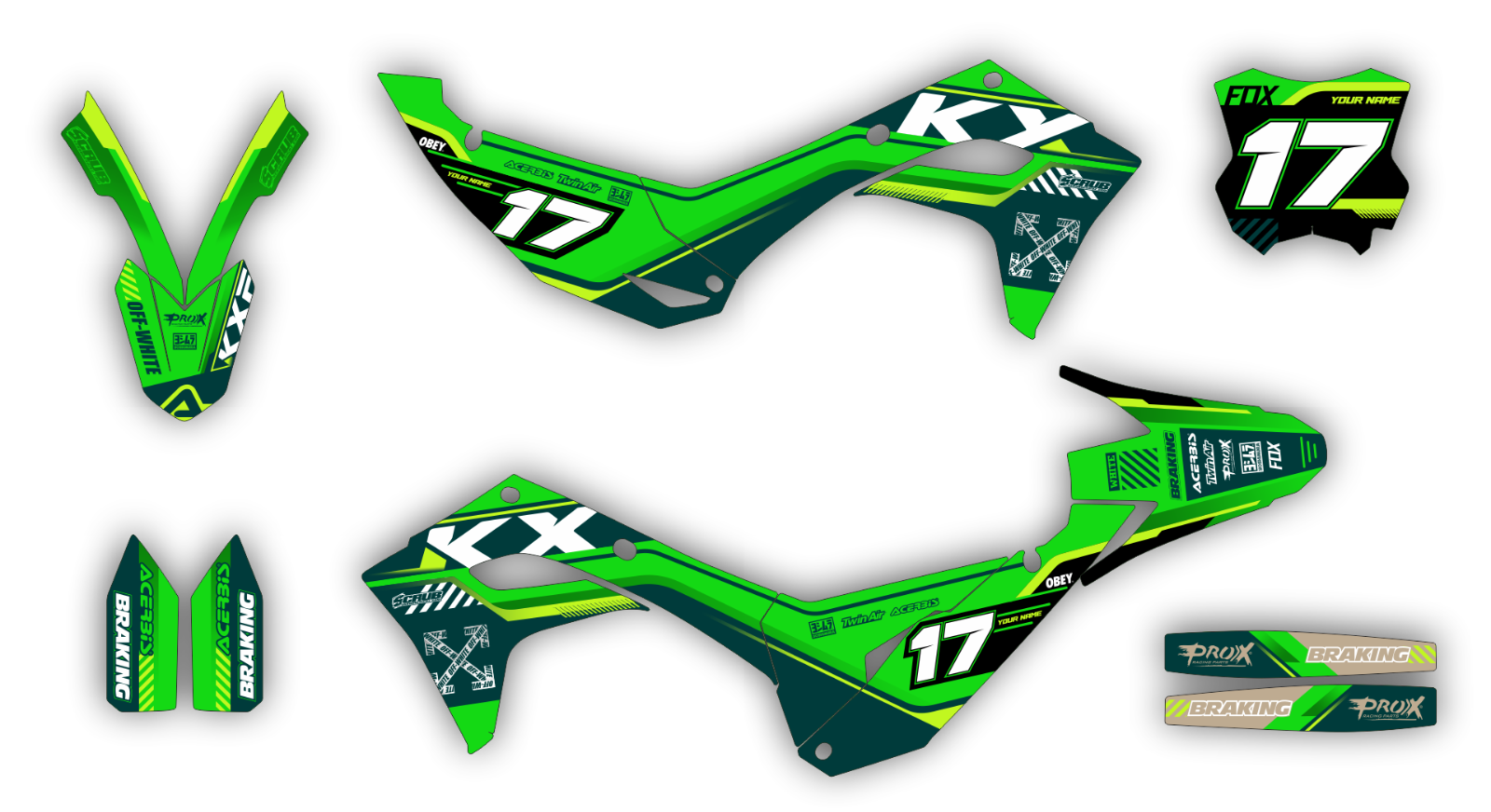 Graphics kit Kawasaki  KX250 2025 + KX450 2024 2025 Stickers Decals KX450X