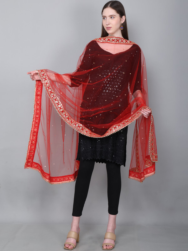 Way2Like Net Bridal Dupatta Embroidered Scarf Hijab Wedding Party Wear For Women - Picture 31 of 42