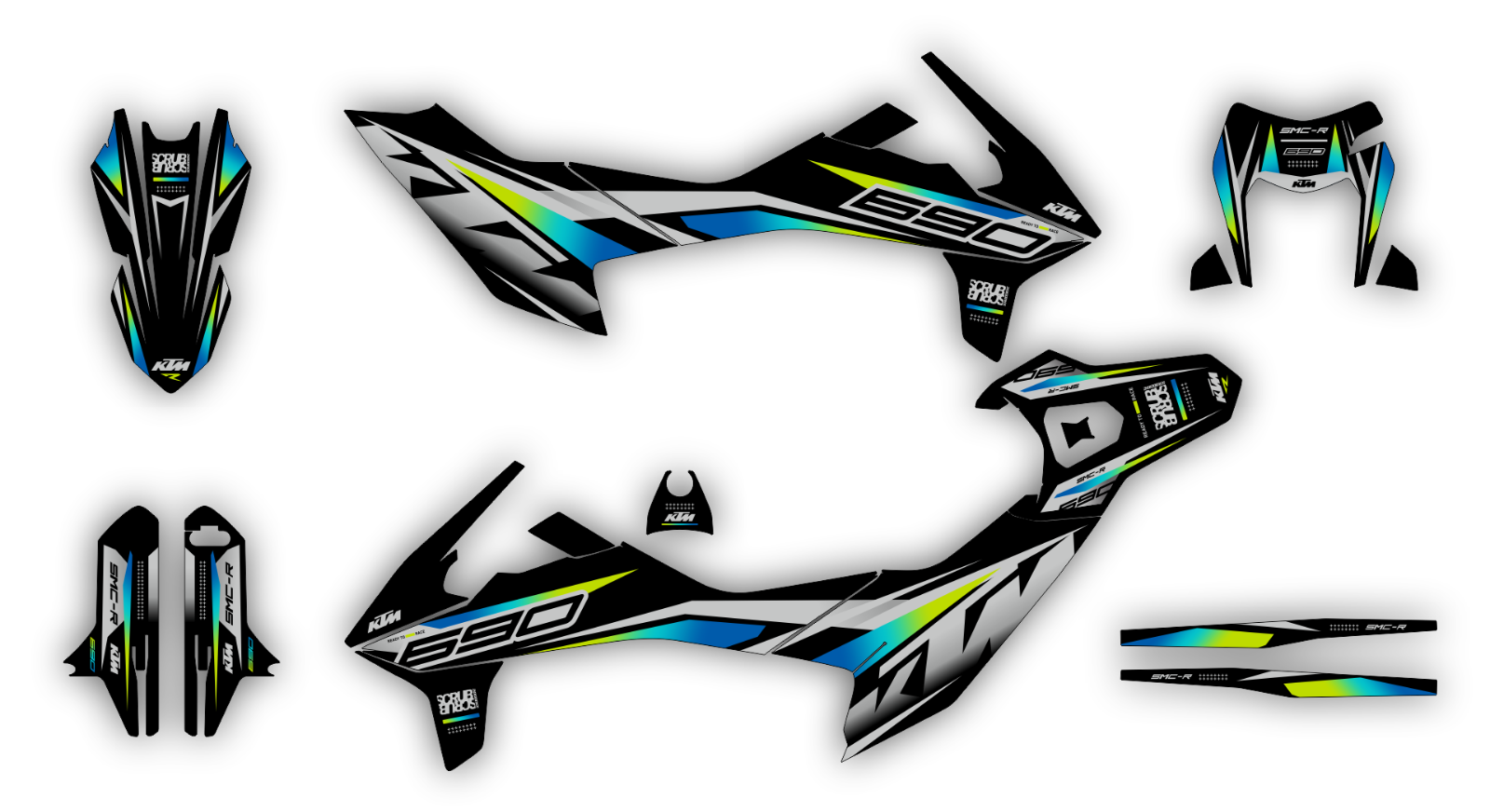 KTM graphics SMC-R 690 2019 2020 2021 2022 2023 SCRUB decals stickers Supermoto
