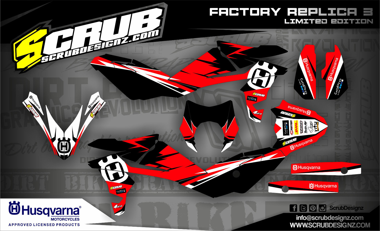 Husqvarna graphics SM630 decals kit  2010 2011 2012 2013 stickers SCRUB SM