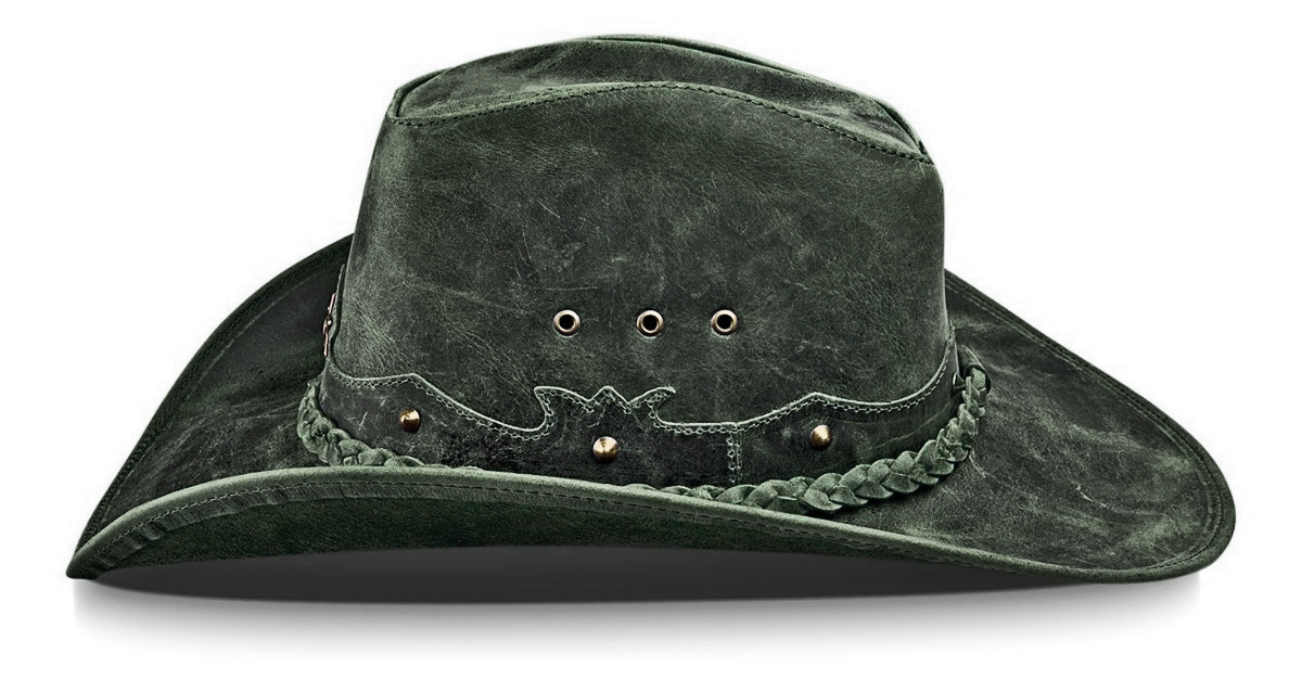Cappello Cowboy Western In Pelle Di Mucca Vera – Fatto A Mano Pakistan, Stile Rodeo