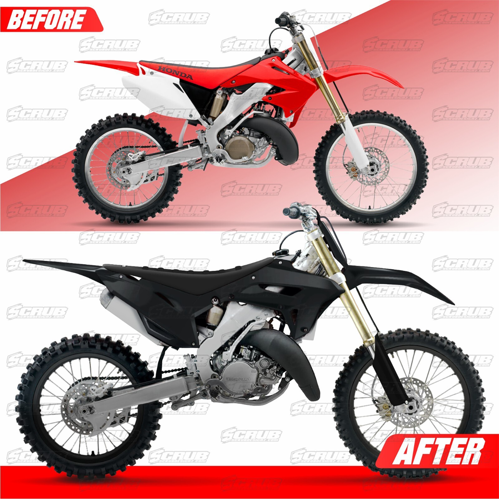 Honda 2002-2007 CR125R CR250R | New Polisport CR Restyle Plastic kit 2023 Black