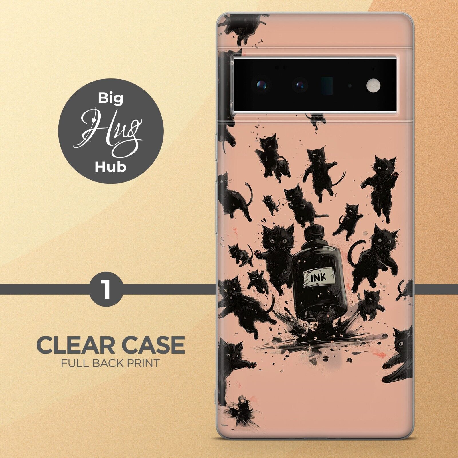 Ink Kitty Phone Case Cat Back cover for Google Pixel 8A 8 Pro 7A 6A 5A